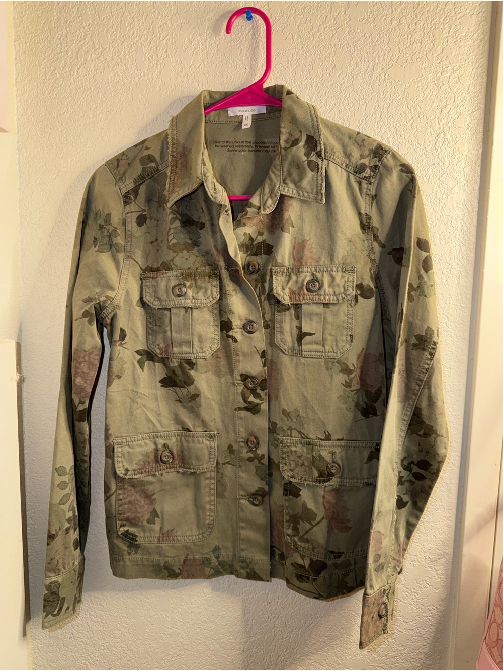 Maurices Olive Green Floral Utility Jacket